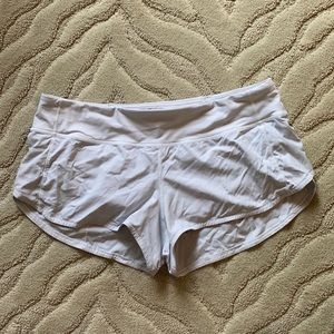 White Lululemon speed up shorts size 12